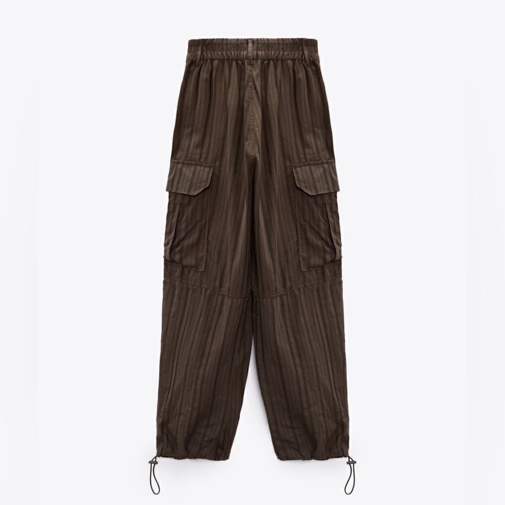 ZARA LACE TRIM CARGO PANTS - Picture 4 of 10
